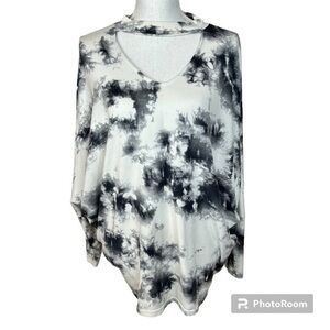 2/$25 First Love Black White Tie Dye Soft Grunge Rocker Punk Stretchy Shirt S